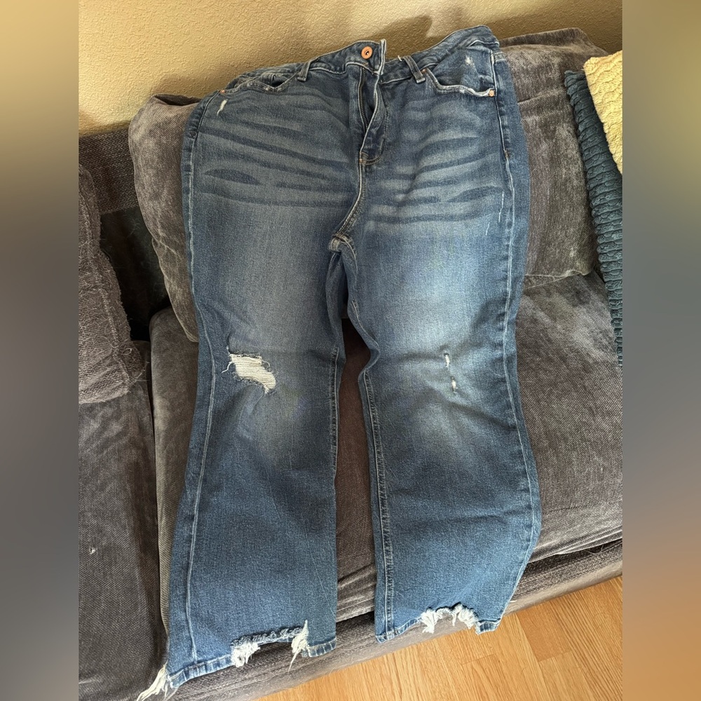 Edge Blue Boyfriend Jeans with Natural Fading